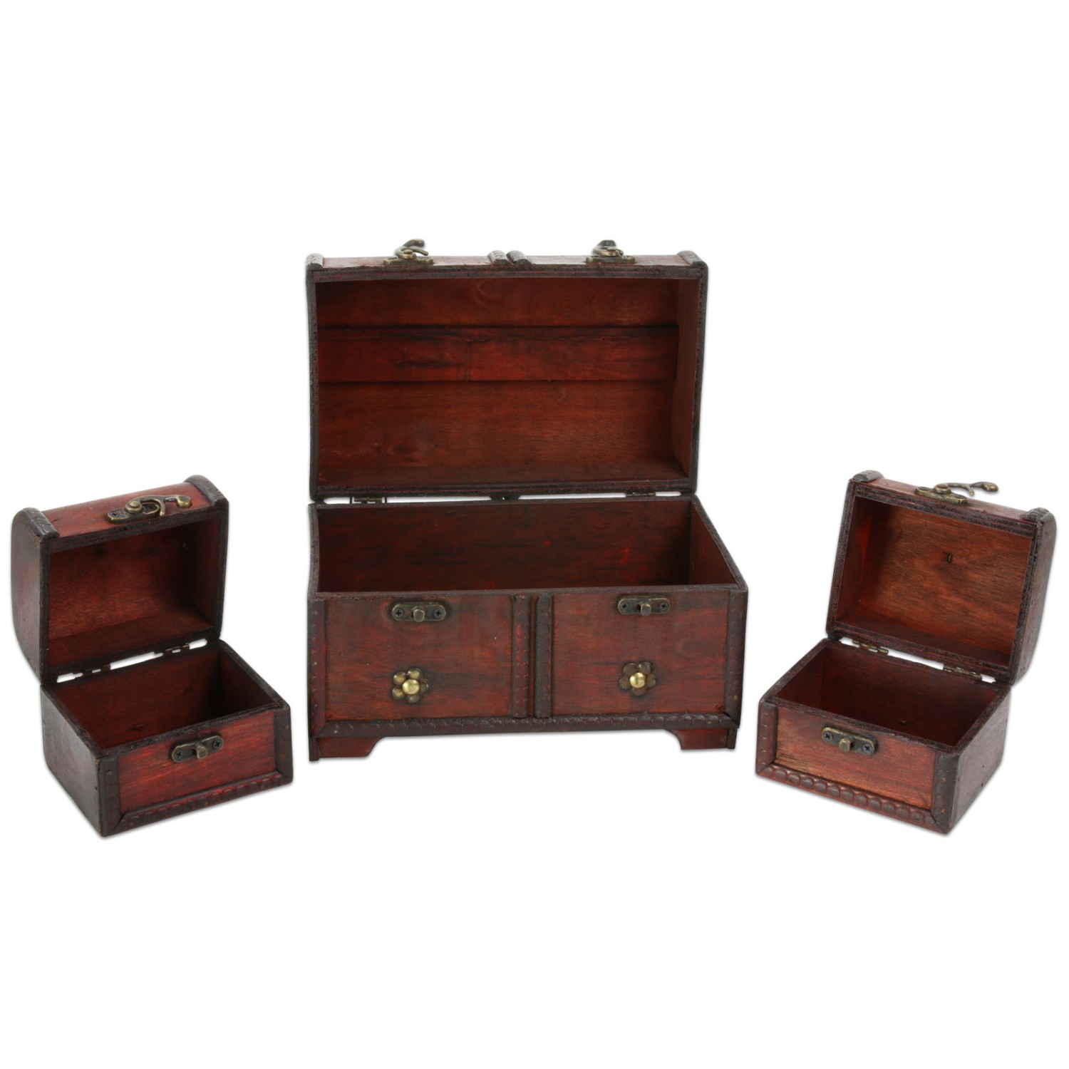 3. Foto Set mit 3 klassischen antiken Koffern Truhen Boxen