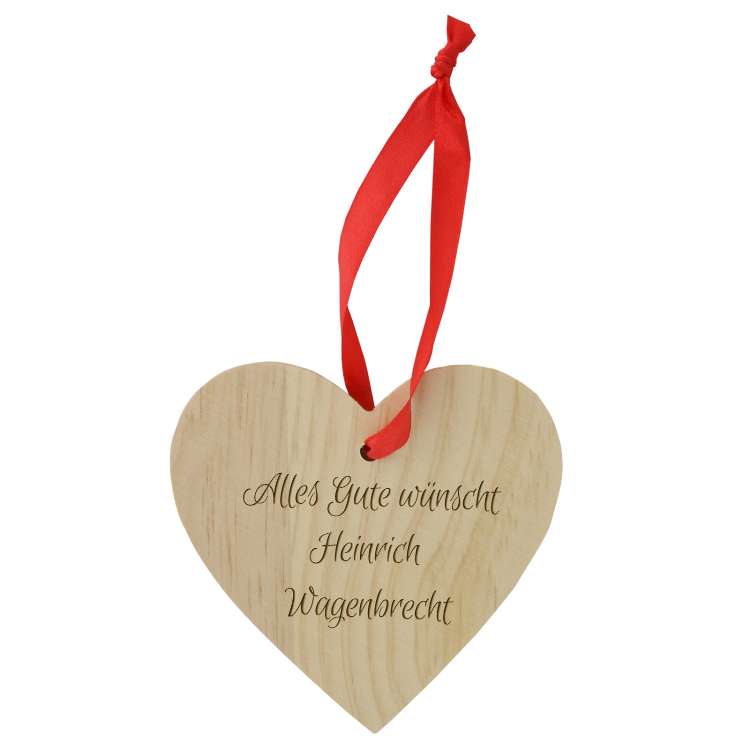 0. Foto Herz aus Holz mit Band als Anhänger für Geschenke mit Gravur Namen